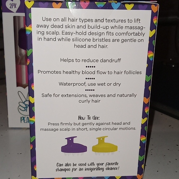 PEACE*LOVE*PRIDE- 2PK Scalp Massages (Purple/Yellow) - Picture 3 of 6